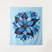 Boho Blue Flower Mandala Artsy Wandkleed (Voorkant)