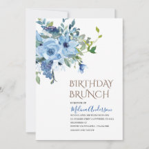 Boho Blue Flower waterverf verjaardagsbrunch