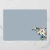 Boho Blue Flowers Dried Leaves Wedding Folie Invit Folie Uitnodiging (Achterkant)