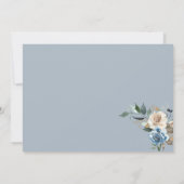 Boho Blue Flowers Dried Leaves Wedding Invitation Kaart (Achterkant)