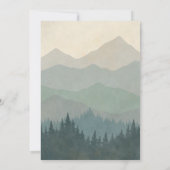 Boho Blue Forest Mountains Retro Wedding  Kaart (Achterkant)