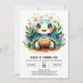 Boho Blue Fun Turtle Boy Verjaardag Kaart (Voorkant)