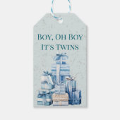 Boho Blue Gifts Twin Boys Baby shower Cadeaulabel (Voorkant)