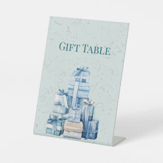 Boho Blue Gifts Twin Boys Baby shower Reclamebord Met Voetstuk