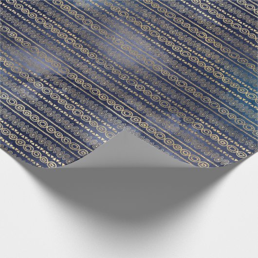 Boho Blue Gold Cadeaupapier (Hoek)