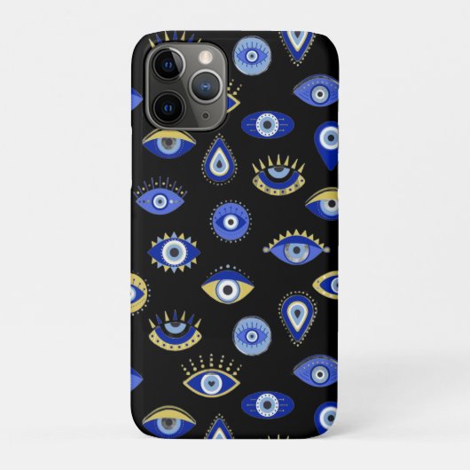 Boho Blue Gold Evil Eyes Luchtverfrisser Case-Mate iPhone Case (Achterkant)