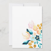 Boho Blue Gold Floral Lijst Border Baby shower Kaart (Achterkant)
