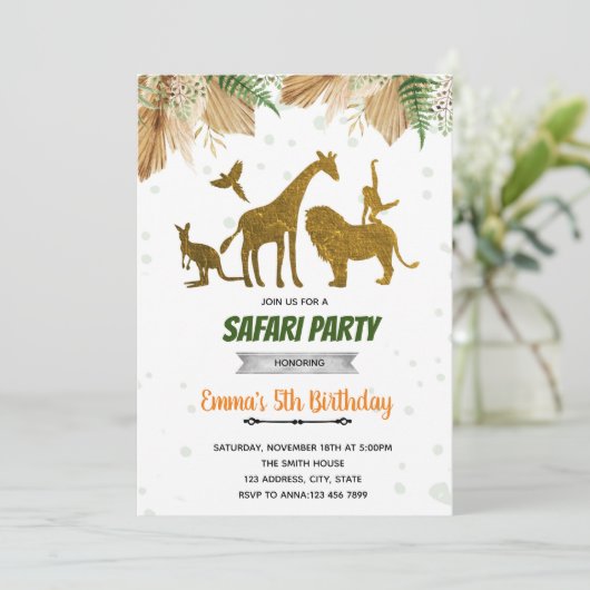 Boho Blue Gold safari Kaart (Staand voorkant)