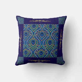 Boho Blue & Gold Sierkussen – Kunst van Mina