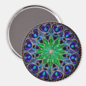 Boho Blue Green Heart Mandala Magnet (Voorkant / Achterkant)