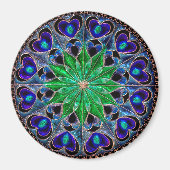 Boho Blue Green Heart Mandala Magnet (Voorkant)