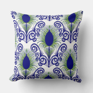 Boho Blue Green Jewel Tone Pauw Veer Kussen