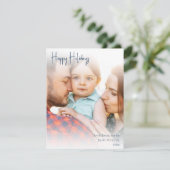 Boho Blue Handgeschreven script Full Photo Happy Feestdagenkaart (Staand voorkant)