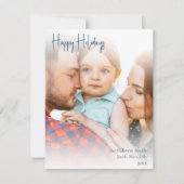 Boho Blue Handgeschreven script Full Photo Happy Feestdagenkaart (Voorkant)