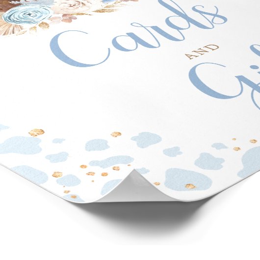 Boho Blue Highland Koe Kaarten & Cadeaubordje Poster (Hoek)