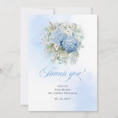 Boho Blue Hydrangeas Eucalyptus Wedding thank you Bedankkaart (Voorkant)