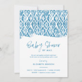Boho Blue Ikat Baby shower per post Kaart (Voorkant)