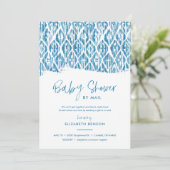 Boho Blue Ikat Baby shower per post Kaart (Staand voorkant)