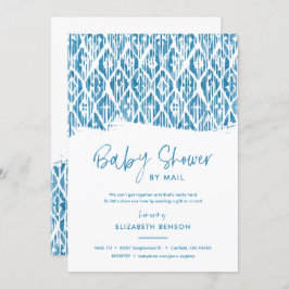 Boho Blue Ikat Baby shower per post Kaart