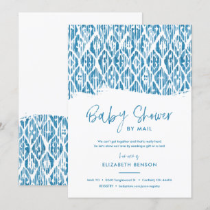 Boho Blue Ikat Baby shower per post Kaart