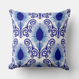 Boho Blue Jewel Tone Peacock Feather Kussen