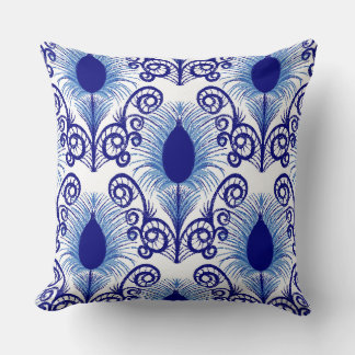 Boho Blue Jewel Tone Peacock Feather Kussen