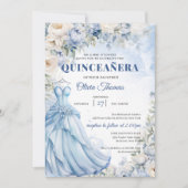 Boho Blue Jurk & tiara hortensia en witte rozen Kaart (Voorkant)