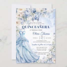 Boho Blue Jurk & tiara hortensia en witte rozen Kaart