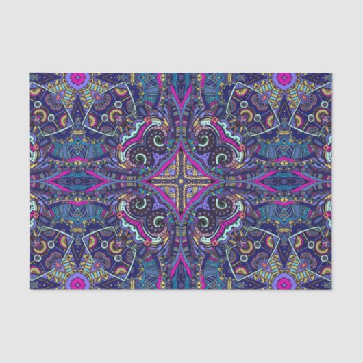 Boho blue kaleidoscoop inheemse amerikaanse trend tissuepapier (Voorkant)