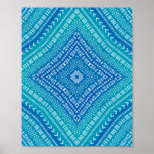 Boho Blue Kaleidoscope Mandala Art Poster (Voorkant)