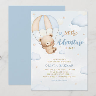 Boho Blue Laat het avontuur beginnen met het baby  Kaart