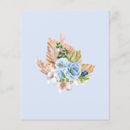 Boho Blue Lijst Pampass Grass Oh Baby shower Flyer (Achterkant)