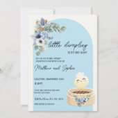 Boho Blue Little Dumpling Baby shower Invitation Kaart (Voorkant)