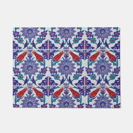Boho Blue Marokkaanse Tegel Patroon Deurmat (Voorkant)
