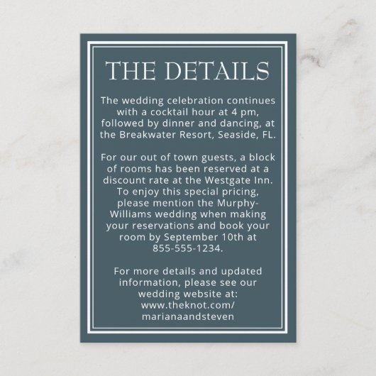 Boho Blue Modern minimalist Informatiekaartje (Voorkant)