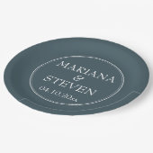 Boho Blue Modern minimalist Papieren Bordje (Gekanteld)