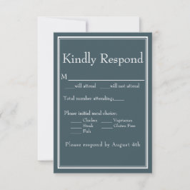 Boho Blue Modern minimalist RSVP Kaartje