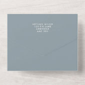 Boho Blue Mountains & Forest Huwelijk Retro All In One Uitnodiging (Achterkant)