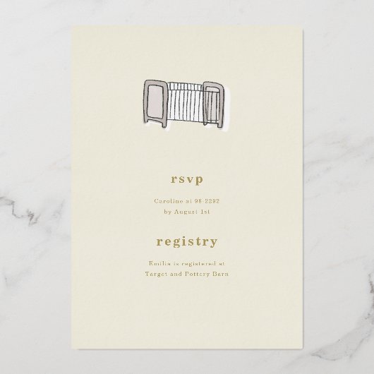 Boho Blue Newborn-pictogrammen tonen Baby shower G Folie Uitnodiging (Achterkant)