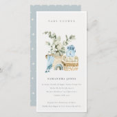Boho Blue Nursery Foliage Boy Baby shower Invite Bedankkaart (Voorkant / Achterkant)
