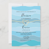 Boho Blue Ocean Waves Beach bruiloft Kaart (Voorkant)