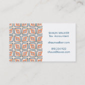 Boho Blue Oranje Tegel Pattern Handmade Visitekaartje (Achterkant)