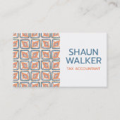 Boho Blue Oranje Tegel Pattern Handmade Visitekaartje (Voorkant)