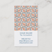 Boho Blue Oranje Tegel Pattern Visitekaartje (Achterkant)