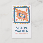 Boho Blue Oranje Tegel Pattern Visitekaartje (Voorkant)