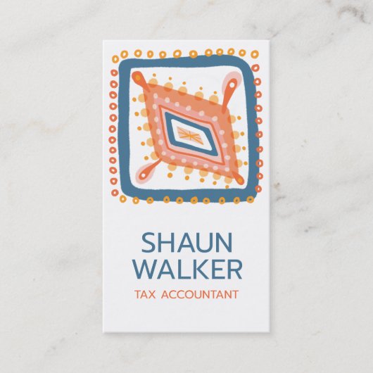 Boho Blue Oranje Tegel Pattern Visitekaartje (Voorkant)