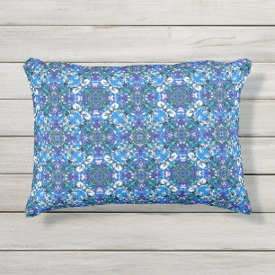 Boho Blue, Paars en White Circle Pattern Buitenkussen