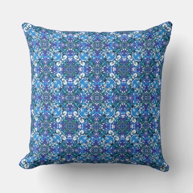 Boho Blue, Paars en White Circle Pattern Kussen (Voorkant)