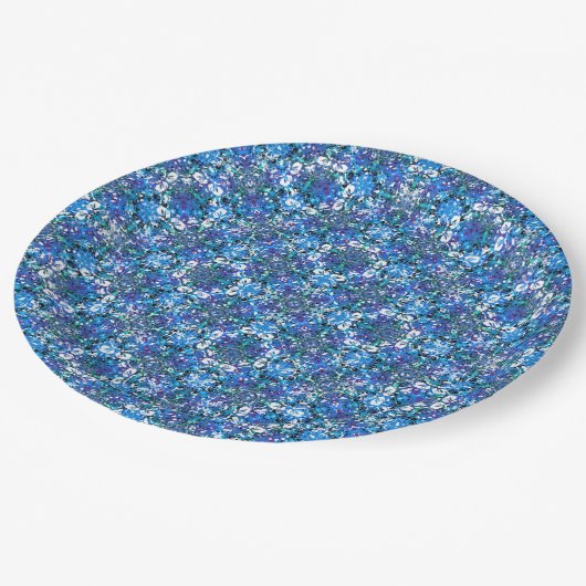 Boho Blue, Paars en White Circle Pattern Papieren Bordje (Gekanteld)