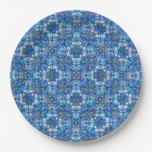 Boho Blue, Paars en White Circle Pattern Papieren Bordje (Voorkant)